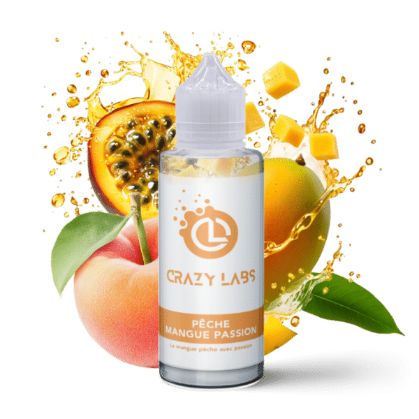 e-liquide Pêche Mangue Passion 100 ml Crazy Labs fruits exotiques pêche mangue passion