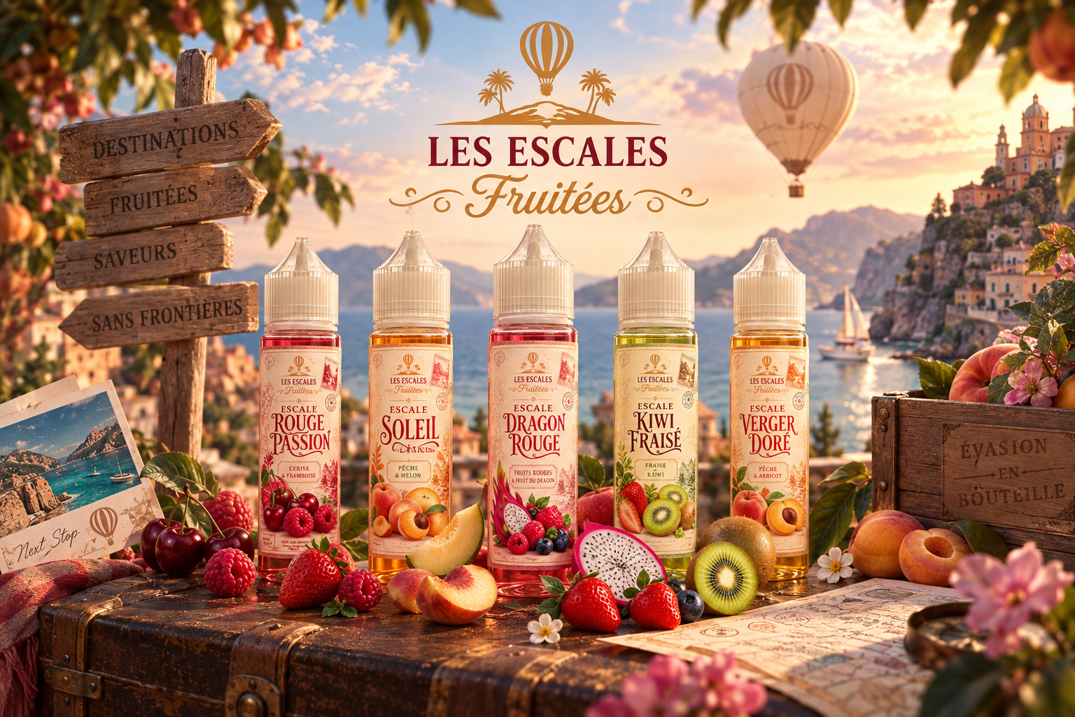 E-liquide Escale Rouge Passion 50 ml - Les Escales Fruitées 1 Les escales fruites illustrations